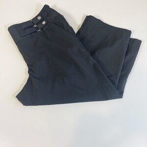 Izod Womens Straight Leg Capri Cropped Pants Black 10 Mid Rise Buckle Side Zip